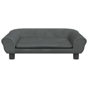 vidaXL Hundebett Sofa aus Samt in Dunkelgrau, B/T/H: 70 x 48 x 22 cm - Bild 3