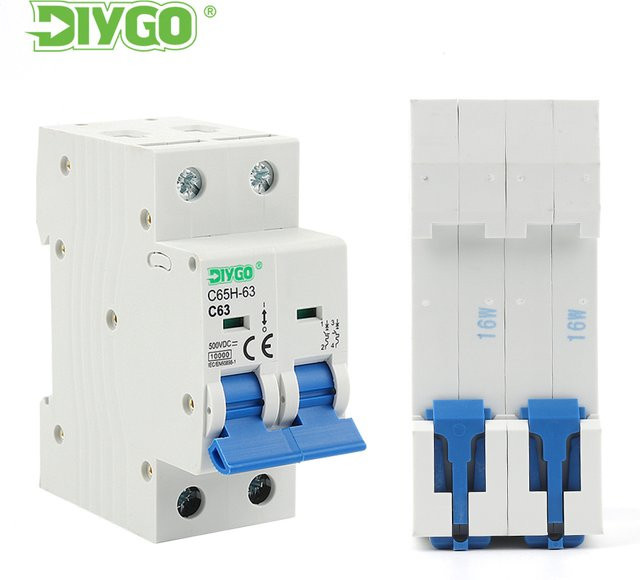 DIY GO 2er Set DC MCB Solar Mini Leistungsschalter 6kA 500V für PV-Systeme und Batterie-Hauptschalter in Weiß - Bild 1
