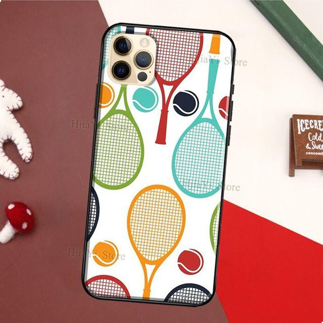 iPhone Schutzhülle mit Tennisschläger und Tennisball Design aus TPU in Beige für verschiedene iPhone Modelle - Bild 1