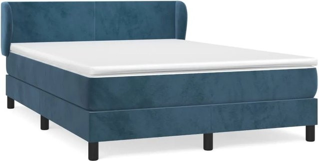 vidaXL Boxspringbett mit Matratze Dunkelblau Samt B/T: 140 x 200 cm - Bild 1