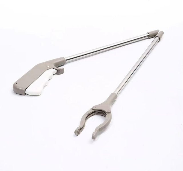 Müllgreifer Greifer mit 360 Grad drehbarer Klemme aus Aluminium in Grau, 80 cm Länge - Bild 1