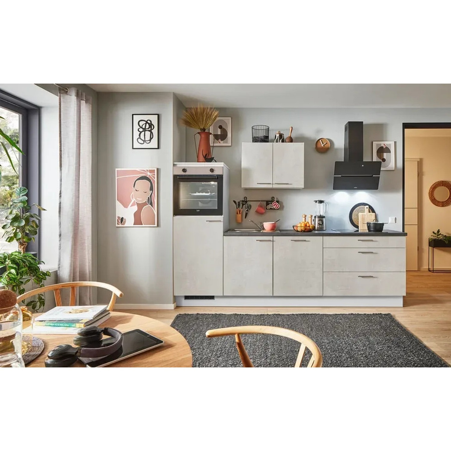 pino Küchenzeile Beton Weißgrau mit 1 Geräteschrank, Breite: 250 cm - Bild 2