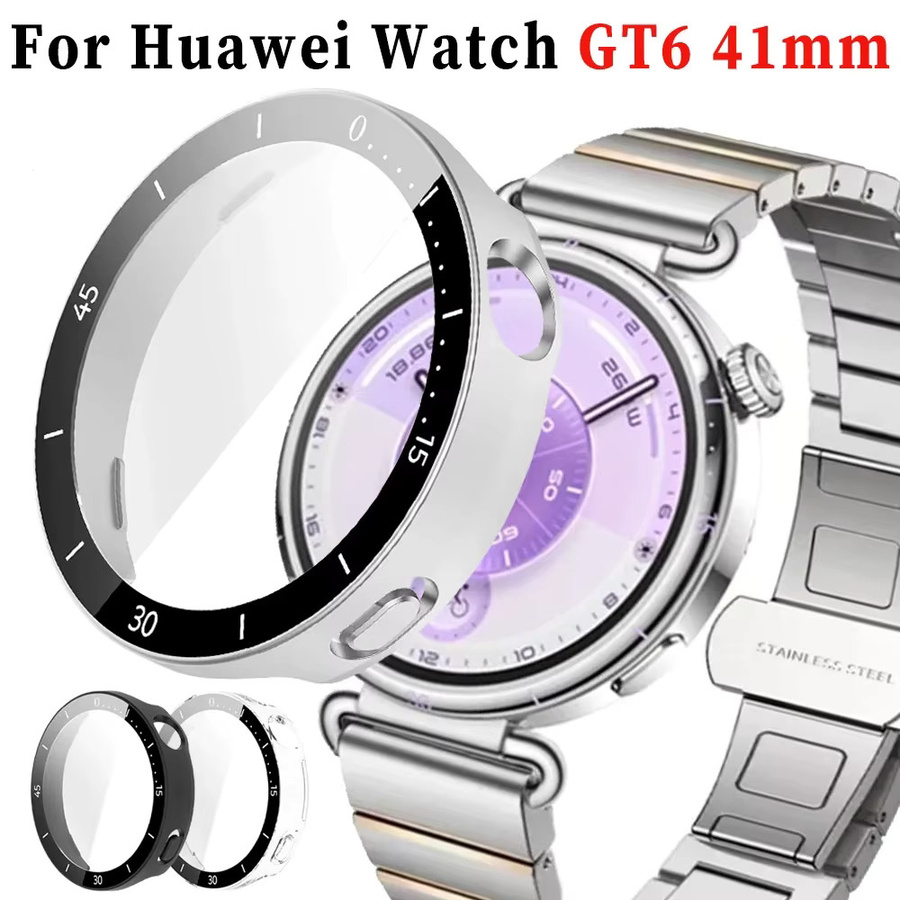 Huawei Uhrenhülle mit Glasfolie, Edelstahl, transparent, Watch GT6 41mm - Bild 2