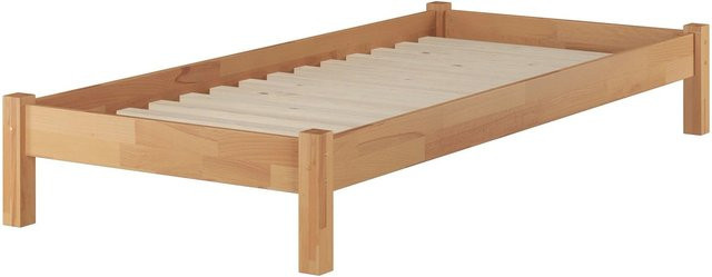 Einzelbett Erst-Holz aus Buche mit Rollrost Modell 84 in Beige oder Braun, B/T/H: 100 x 200 x 108 cm - Bild 1