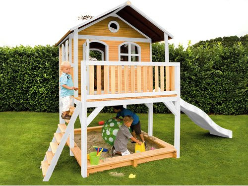 Axi Marc Spielhaus aus Holz in Braun und Weiß mit weißer Rutsche, B/H/T: 432 x 293 x 212 cm - Bild 2