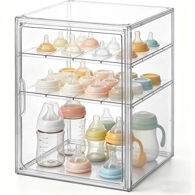 Bking 3-stufiger Babyflaschen-Organizer aus Acryl in Beige und Transparent, B/H/T: 40 x 30 x 25 cm - Bild 1