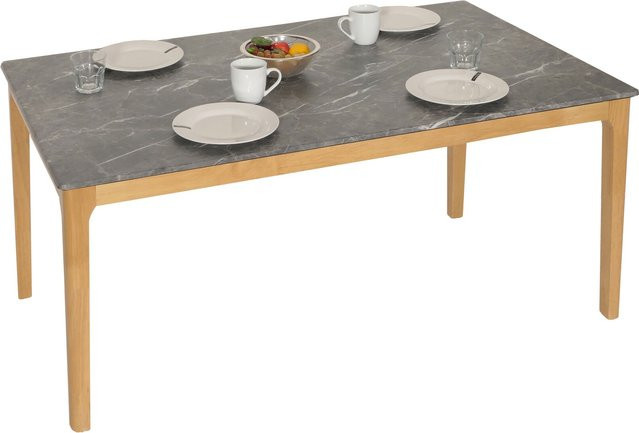 MCW Esszimmertisch M55 in Marmor-Stein-Optik mit grauen Beinen, B/T/H: 150 x 80 x 76 cm - Bild 1
