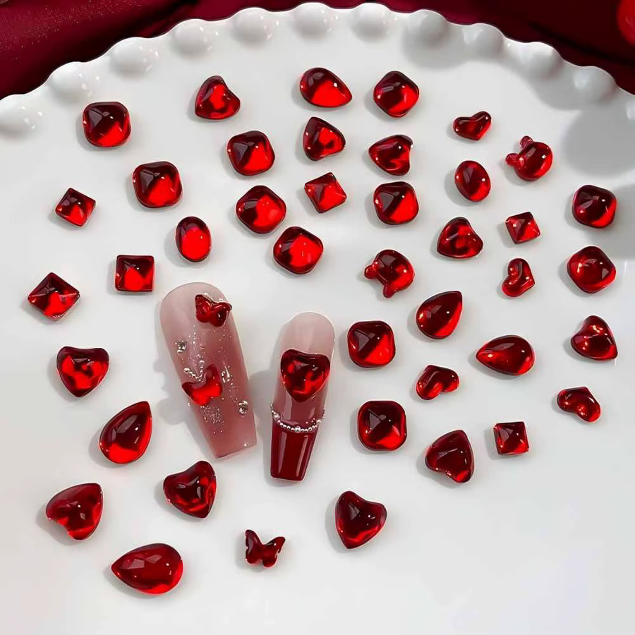 KANIU Strass-Glassteine Rubin, 50 Stück, Nagelkunst-Zubehör - Bild 2