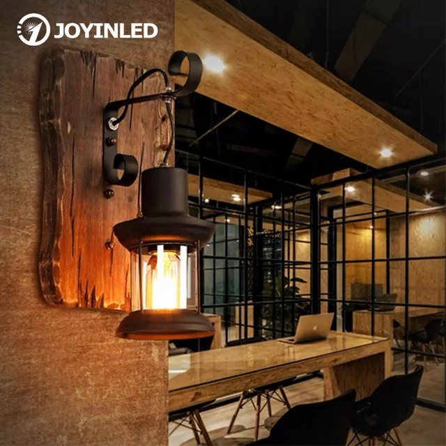 JOYINLED Wandleuchte in Schwarz im Vintage-Stil mit E27-Sockel und transparentem Glas für Küche, Esszimmer oder Flur - Bild 1