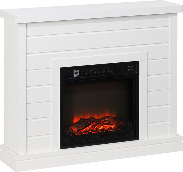 HOMCOM Elektrokamin mit Heizung und Flammeneffekt, 1800 W Dekokamin in Schwarz mit Fernbedienung und Timer - Bild 1