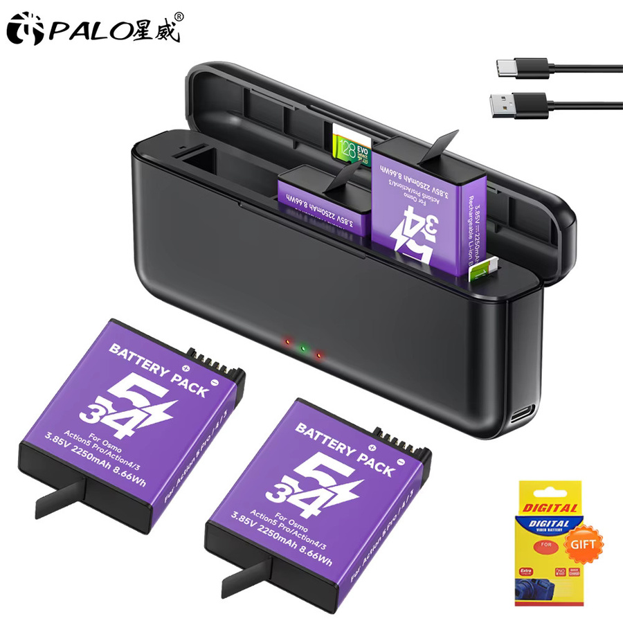 DJI Akku mit 2250mAh und 3-Kanal-Schnellladegerät für Osmo Action 5 Pro, Action 4 und Action 3 in Schwarz - Bild 7