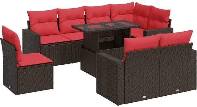 vidaXL 9-teilige Garten-Sofagarnitur aus Poly-Rattan und Akazie in Braun - Bild 1