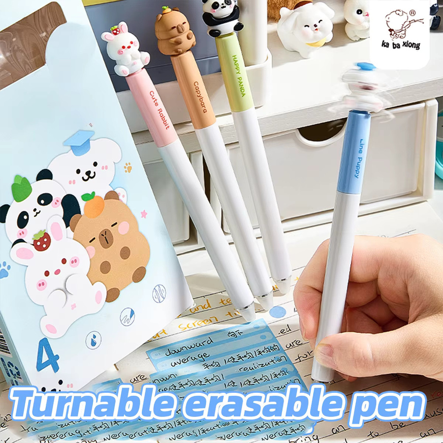 4er-Set löschbare Gelstifte mit Tiermotiv, 0,5 mm blaue Tinte, ideal für Schule und Büro - Bild 2