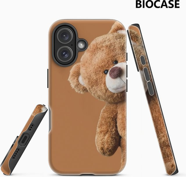 Teddybär Handyhülle für Apple iPhone 17 16 15 14 13 12 Pro Max Plus mit doppelschichtiger Rückseite in Braun - Bild 1