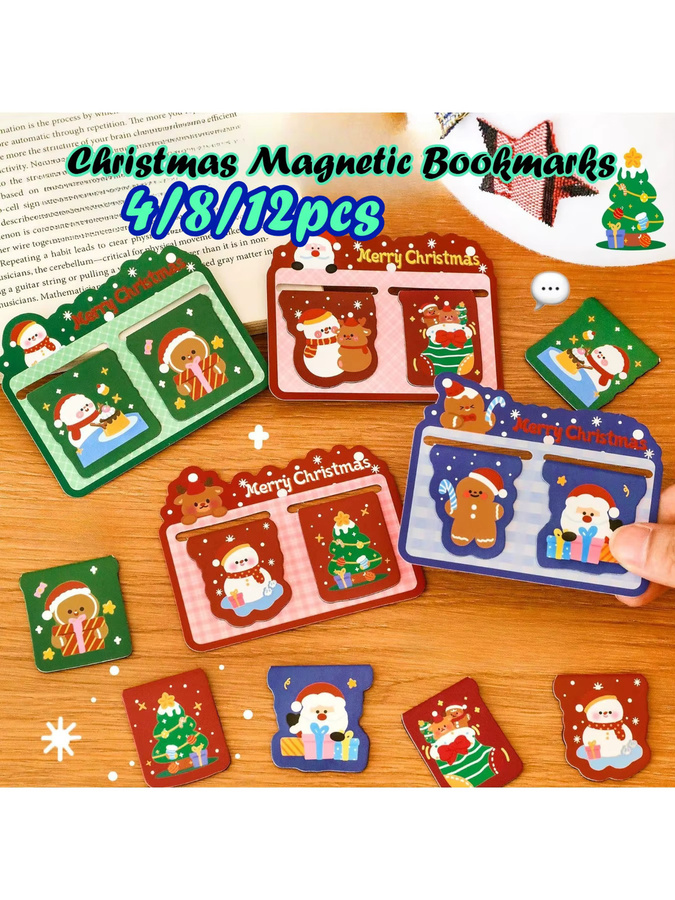TWBEB Magnetische Weihnachts-Lesezeichen aus Kunststoff in Multicolor, Set mit 4/8/12 Stück - Bild 7