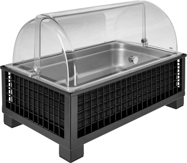 VEGA Buffetvitrine Portland hoch aus Edelstahl in Anthrazit und Transparent, GN 1/1, B/T/H: 35,2 x 55,4 x 29,9 cm - Bild 1