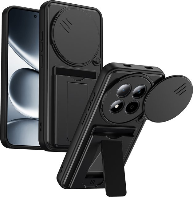 Stoßfeste Kamera-Schutzhülle mit Kartenfach und Standfunktion für Xiaomi Redmi Note 15 Pro Plus / 15 Pro 4G 5G in Blau oder Schwarz - Bild 1