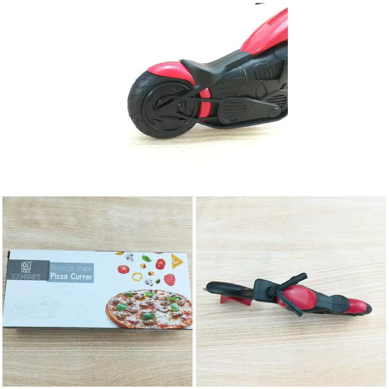 Kreativer Pizzaschneider in Motorrad-Design aus Edelstahl und Kunststoff für Pizza und Roller - Bild 4