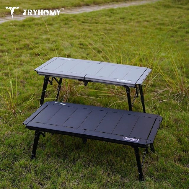 Tryhomy Camping IGT Tisch aus Aluminiumlegierung, klappbarer taktischer Picknicktisch in Schwarz oder Grau - Bild 1