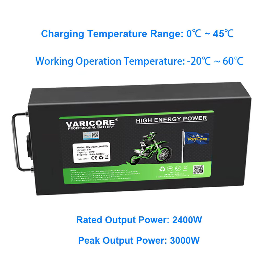 VariCore Lithium-Ionen-Akku für Elektroroller, 60V 30Ah, 2400W Nennleistung, 3000W Spitzenleistung, 50A Entladung, Schwarz - Bild 3