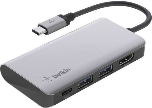Belkin CONNECT 4-in-1 Multiport-Hub USB-C mit HDMI 4K UHD und USB-A in Grau/Silber (AVC006BTSGY) - Bild 1