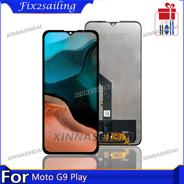 Motorola Moto G9 Play LCD-Bildschirm mit Rahmen und Touchscreen-Digitizer in Schwarz - Bild 1