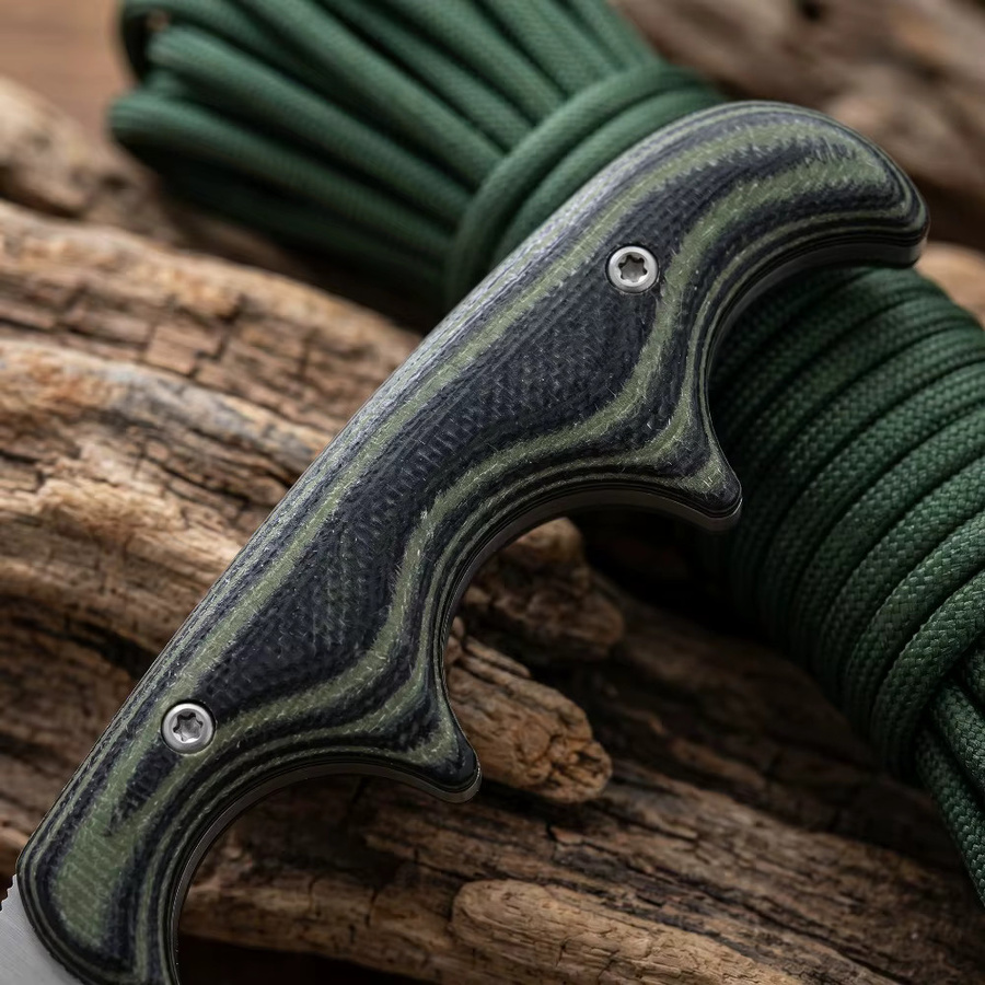 Mini-Taschenmesser mit Vollklinge aus Edelstahl und zweifarbigen G10-Griff inklusive Scheide, EDC Outdoor-Camping-Werkzeug, 2,05 Zoll - Bild 4