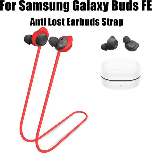 Anti-Verlust Silikon Halsband für Samsung Galaxy Buds Ohrhörer Zubehör in Schwarz oder Rot - Bild 1