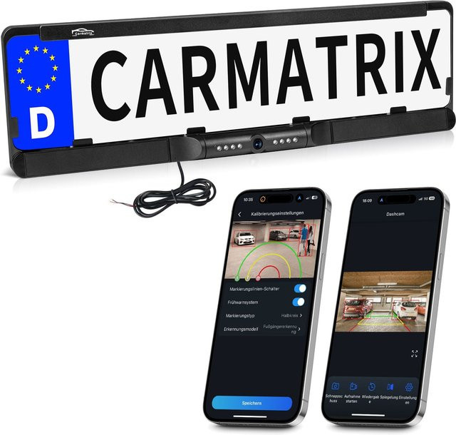 CARMATRIX Auto WLAN Rückfahrkamera mit KI Personenerkennung in Schwarz - Bild 1