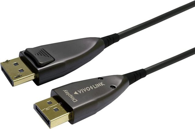 Vivolink DisplayPort-Glasfaserkabel Schwarz mit Goldkontakten 70 m - Bild 1