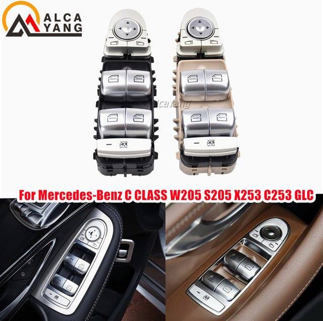 Malcayang Fensterheberschalter mit orangefarbenem Licht für Mercedes Benz C-Klasse W205 W213 W253 und GLC200 GLC220 GLC250 GLC300 GLC350 E250 in Beige und Orange - Bild 1