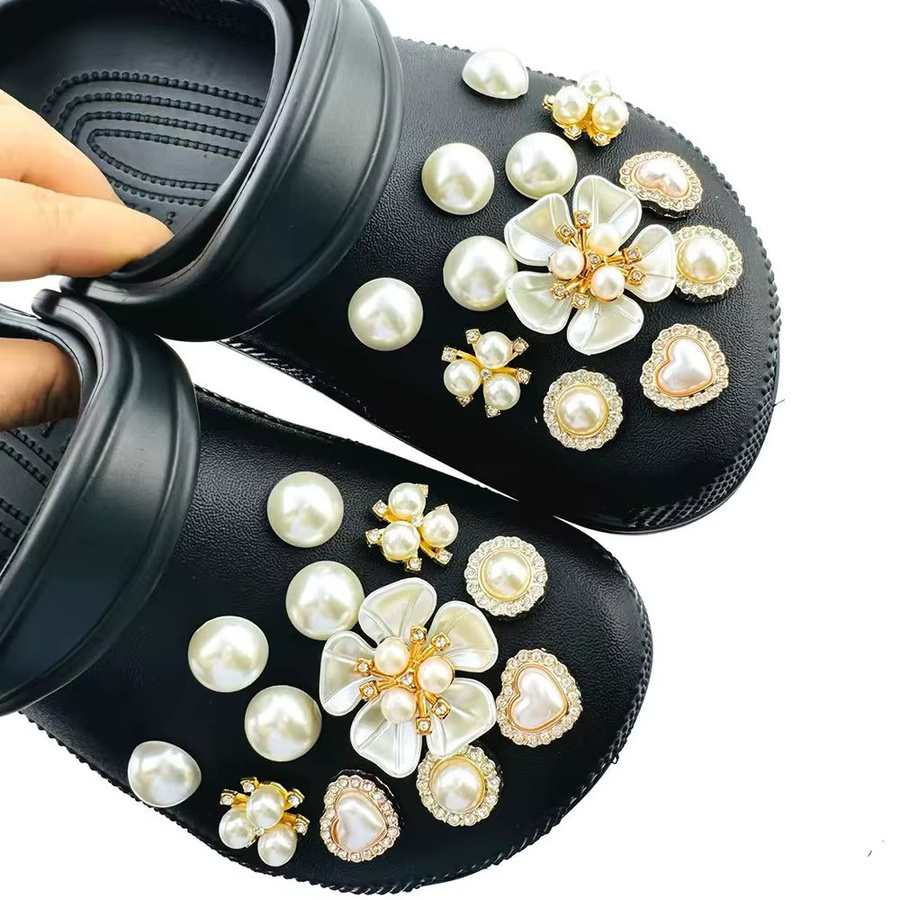 FHLDING Schuhcharms-Set, 24-teilig, Perlen, Diamanten, Blumen - Bild 2