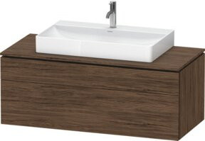 Duravit L-Cube Waschtischunterschrank wandhängend in Weiß und Braun mit Schubladen und Auszug - Bild 1
