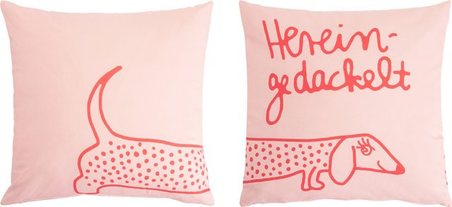 Heine Home Kissenhülle Dackel aus 100% Baumwolle, Farbe: Pink, B/T/H: 40 x 40 x 40 cm - Bild 1