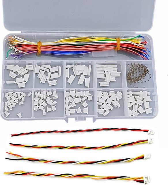 SH1.0 Steckverbinder Einzelkopf mit vorgekrimpten Silikonkabeln und JST SH 1.0mm in Multicolor für FPV Flugcontroller wie Holybro Kakute H7 F7 und T-Motor Velox F7 - Bild 1