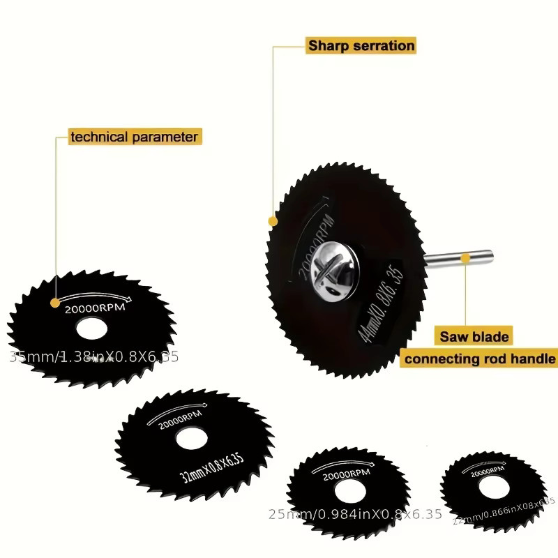 DUTRIEUX 6-teiliges Kreissägeblatt-Set aus Schnellarbeitsstahl für Metall und Holz in Schwarz - Bild 2