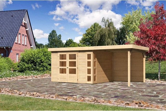 Karibu Holz-Gartenhaus Sölve in Natur mit Flachdach und modernem Design, B/T: 298 x 242 cm - Bild 1