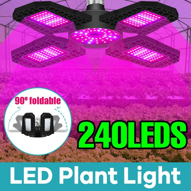 Faltbare 150 W LED-Wachstumslicht Vollspektrum-Pflanzenlampe mit E27-Sockel in Schwarz für Hydrokultur, Blüten und Gemüse - Bild 1