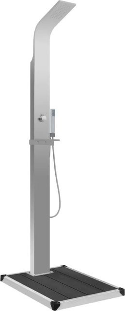 vidaXL Gartendusche aus Edelstahl und WPC in Silber und Grau, Höhe: 210 cm - Bild 1