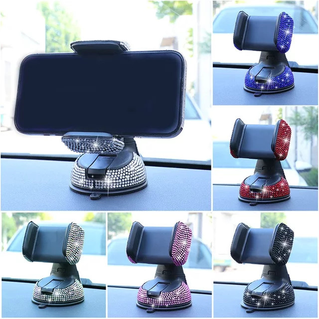 Magnetische Crystal Diamond Auto-Handyhalterung mit Bling-Strass-Design in Pink für iPhone, Samsung und Xiaomi - Bild 1