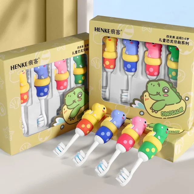 Dinosaurier-Serie Kinderzahnbürste, 4er-Pack, multicolour - Bild 1
