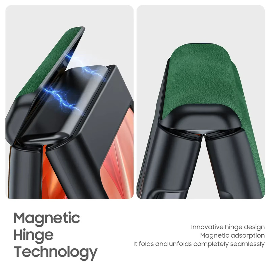 Motorola Moto Razr 50/60/70 Lederhülle mit magnetischem Scharnierschutz und 9H Displayschutz in Grün - Bild 2