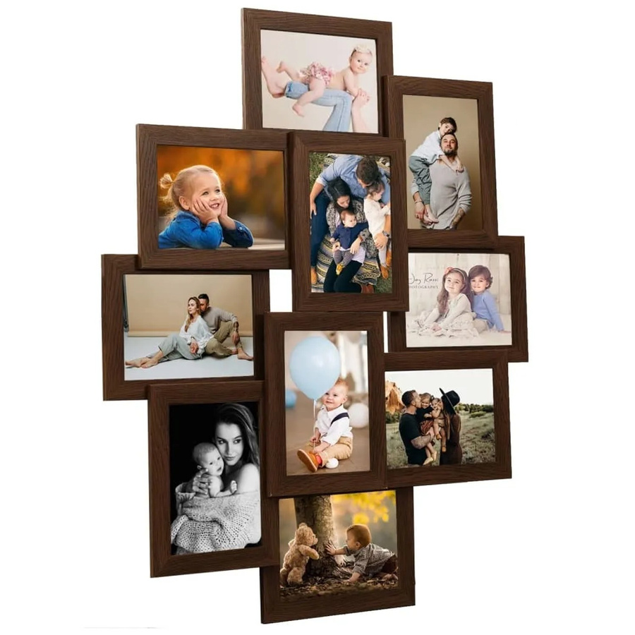 vidaXL Collage Bilderrahmen Modern in Braun für 10 x 15 cm Fotos - Bild 2