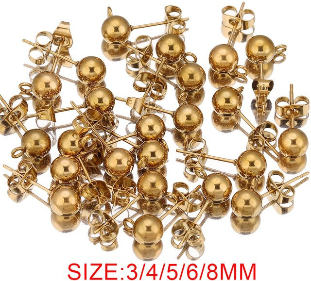 Alisaya Ohrstecker Edelstahl, runde Kugel, 4 5 6 8 mm, Unisex - Bild 1