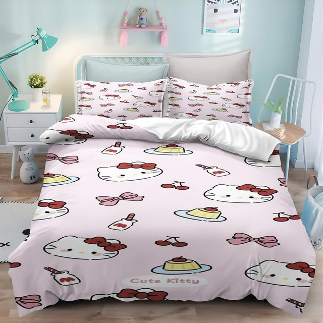 Hello Kitty Bettwäscheset aus Mikrofaser in Pink mit Bettbezug und Kissenbezug, B/H: 135 x 200 cm - Bild 1