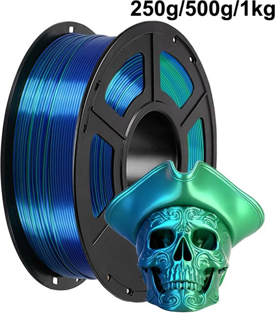 3D Maliang Seiden-PLA Filament Zweifarbig Blau Grün 1,75mm für FDM 3D-Drucker - Bild 1