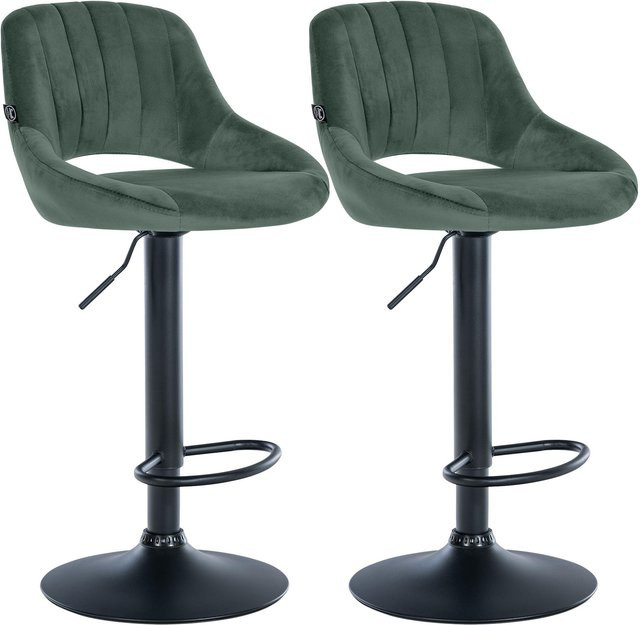 CLP Barhocker 2er Set Milet höhenverstellbar mit Lehne, gepolsterte Barstühle mit Samtbezug und drehbarem Metallgestell - Bild 1