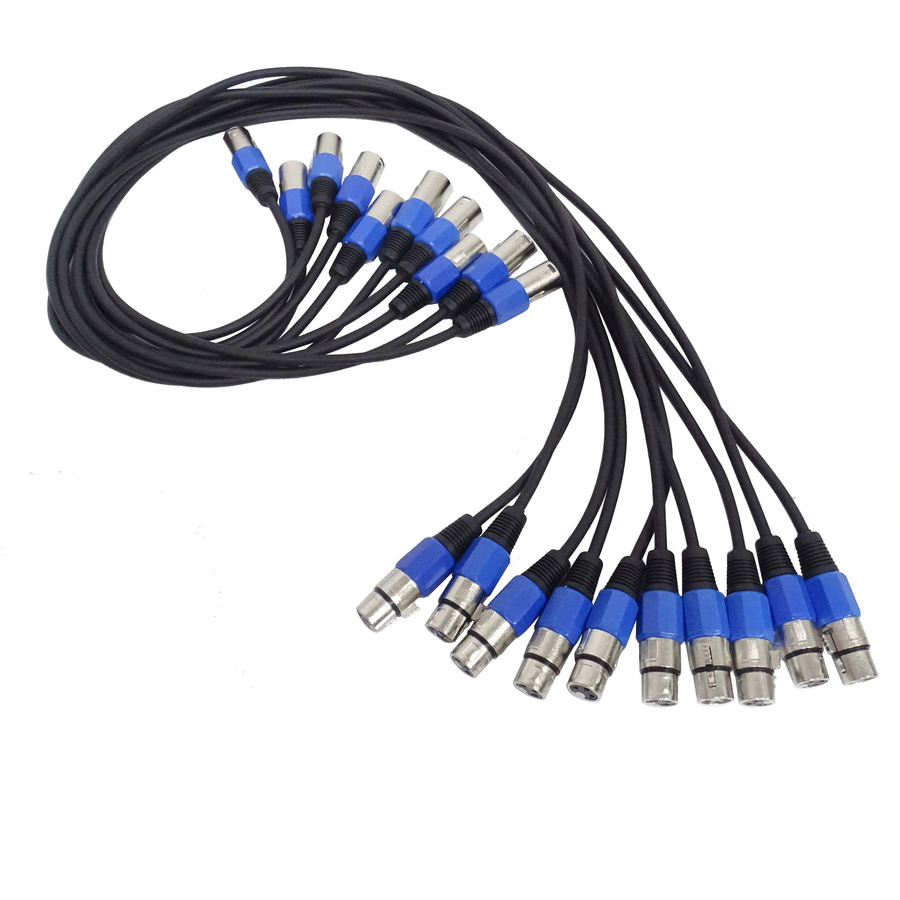 10er Set 3-Pin DMX Kabel für LED Par Bühnenlicht in Schwarz und Blau - Bild 3