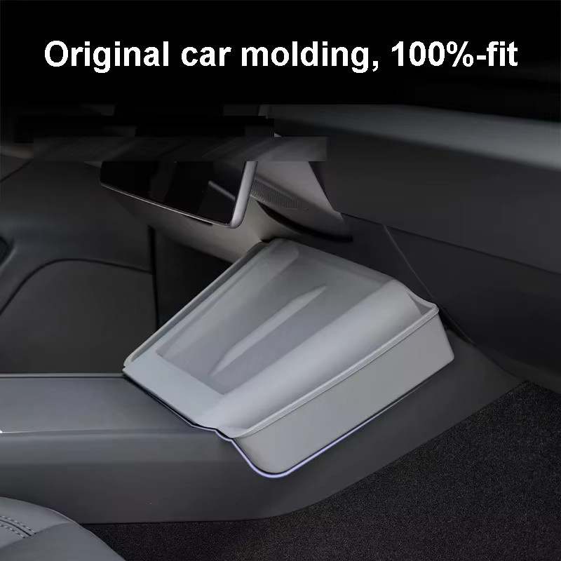 Beworth Drahtlose Lade Pad Matte für Tesla Modell 3 Highland 2024 mit Seitenfach Organizer in Grau - Bild 3
