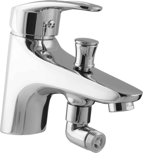 PaulGurkes Waschtischarmatur aus Messing mit Umsteller für Handbrause in Chrom, Farbe: Silber - Bild 1